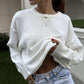 Solid Color Round Neck Sweater Women's Top