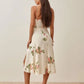 High Waist Slim Fit Strap Type Temperament Commute Flower Printing Slip Dress