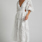 Women's Hollow Out V-neck Lace Embroidery Dress