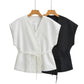 Women's Linen Blend Double Breasted Vest Two Piece Set
