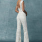 Embroidery Lace Pantsuit One-piece Personality Niche Wedding Dress Two-piece Suit By Silk
