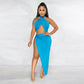 Women's Personality Pure Color Halter Dress