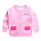 Autumn And Winter Girls Knitted Cardigan Pony Fake Pocket Cotton Double Layer Warm Sweater