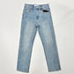 High Waist Light Blue Stretch Slim-fitting Small Straight Cropped Jeans For Women