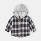Korean Style Children's Long-sleeved Shirt Baby Plaid Hooded Shirt Trendy