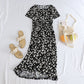 Printed Short-sleeve Waist-cinching Figure-flattering Dress For Petite Frames