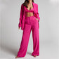Costume ample à revers, manches longues, taille haute, jambes larges