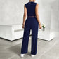 Urban Casual Solid Color Top Vest Pants Suit
