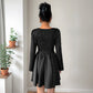 Elegant And Dignified Women's Long Sleeve Contrasting-color Dress