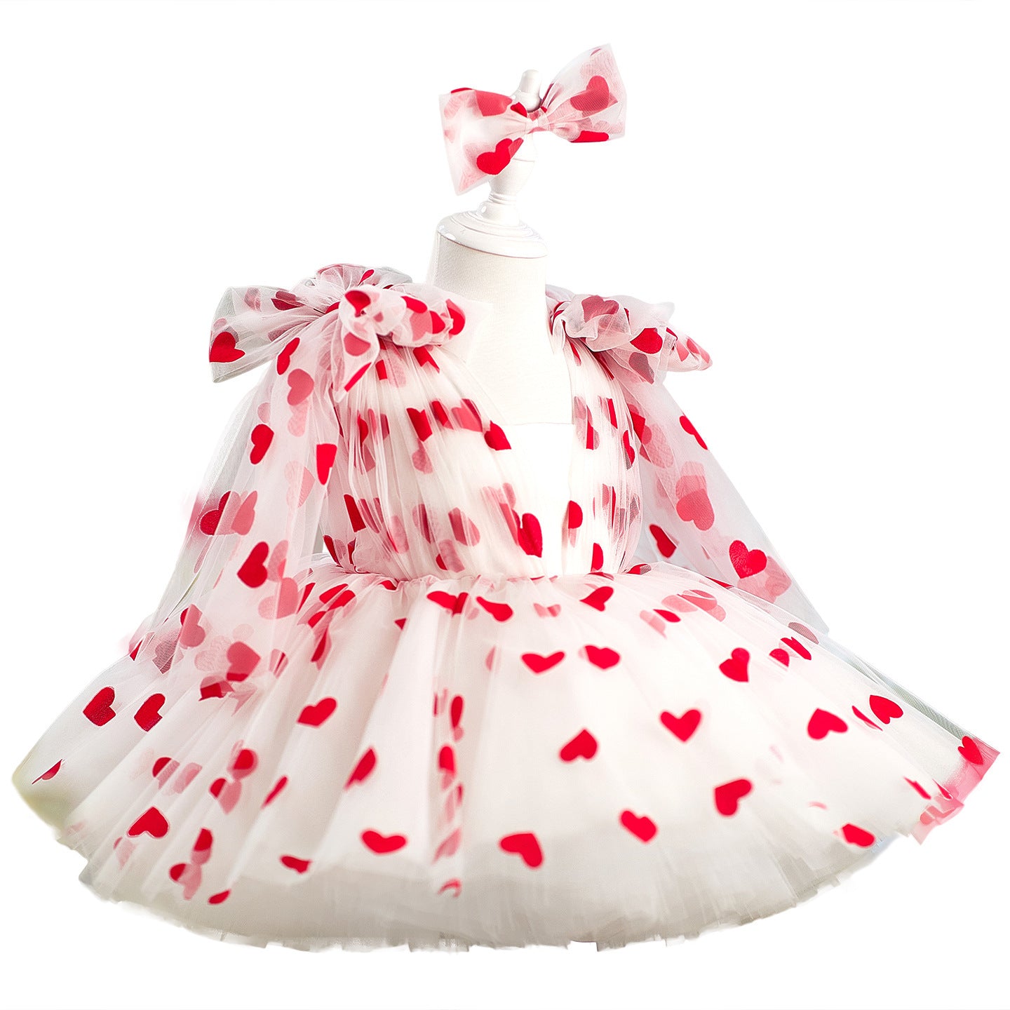 Children Red Love Princess Dress Gown