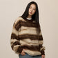 Pull rayé noir et blanc style hip-hop rétro pour femme