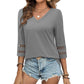 Solid Color Loose V-neck 34 Sleeves Women