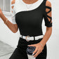 Color Matching Cross Off-the-shoulder Slim Top For Women
