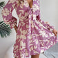 Women's Casual Flower Half Sleeve Ruffled A-line Dress