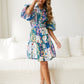 Women's Lantern Short Sleeve Belt Single-breasted A- Line Dress