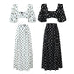 Seaside Vacation Polka Dot Split Top Mid-length Dress Set