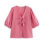 Women's Plaid Knotted Top Casual All-match
