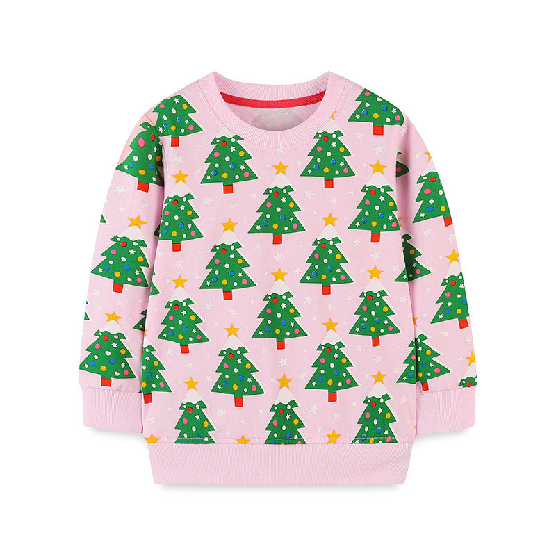European And American Children Christmas Tree Printed Long-sleeved Pullover