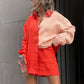 Ensemble chemise et short à manches longues et couleur contrastée pour femme