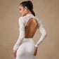 Womens Solid-Color Lace Long-Sleeve Slim-Fit Base Bodysuit