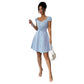 Womens Fashionable And Elegant Striped Puff-Sleeve Dress