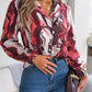 Casual Contrast Color Striped Shirt Suit Collar Long Sleeve Shirt