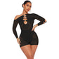Combinaison sexy asymétrique à motif cheval et boucle en perles pour femme