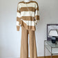 Sweater Patchwork Stripes Round Neck Fashion Loose