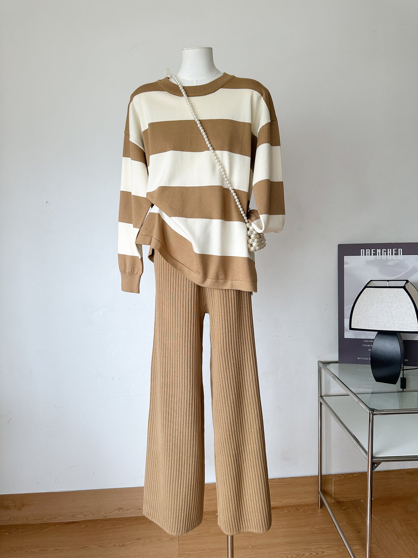Sweater Patchwork Stripes Round Neck Fashion Loose