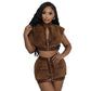 Women's Velvet Stitching Leather Bag Hip Suit