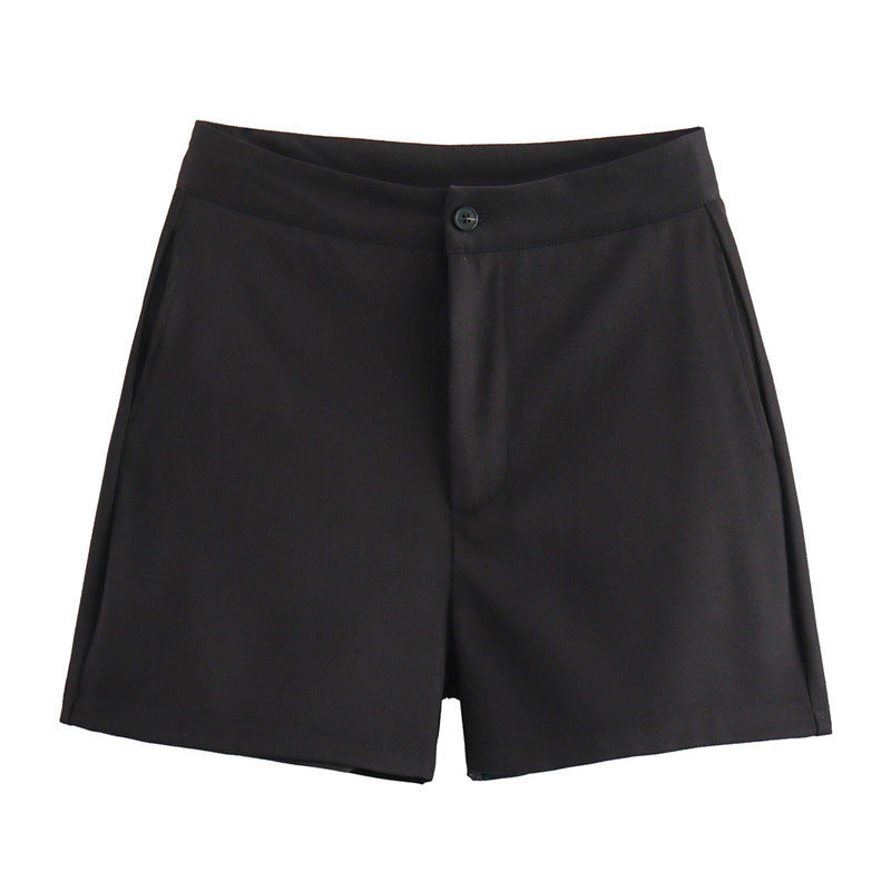 Short slim à simple boutonnage et col en V européen et américain
