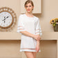 Chiffon Mesh Patchwork Flared Sleeves Loose Round Neck Female Dress
