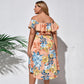 Plus Size Women's Irregular Print Temperament Dress