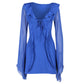 Robe sexy à volants, col en V, lacets, manches longues, jupe tendance Y2K, robes courtes slim couvrant les hanches pour femmes