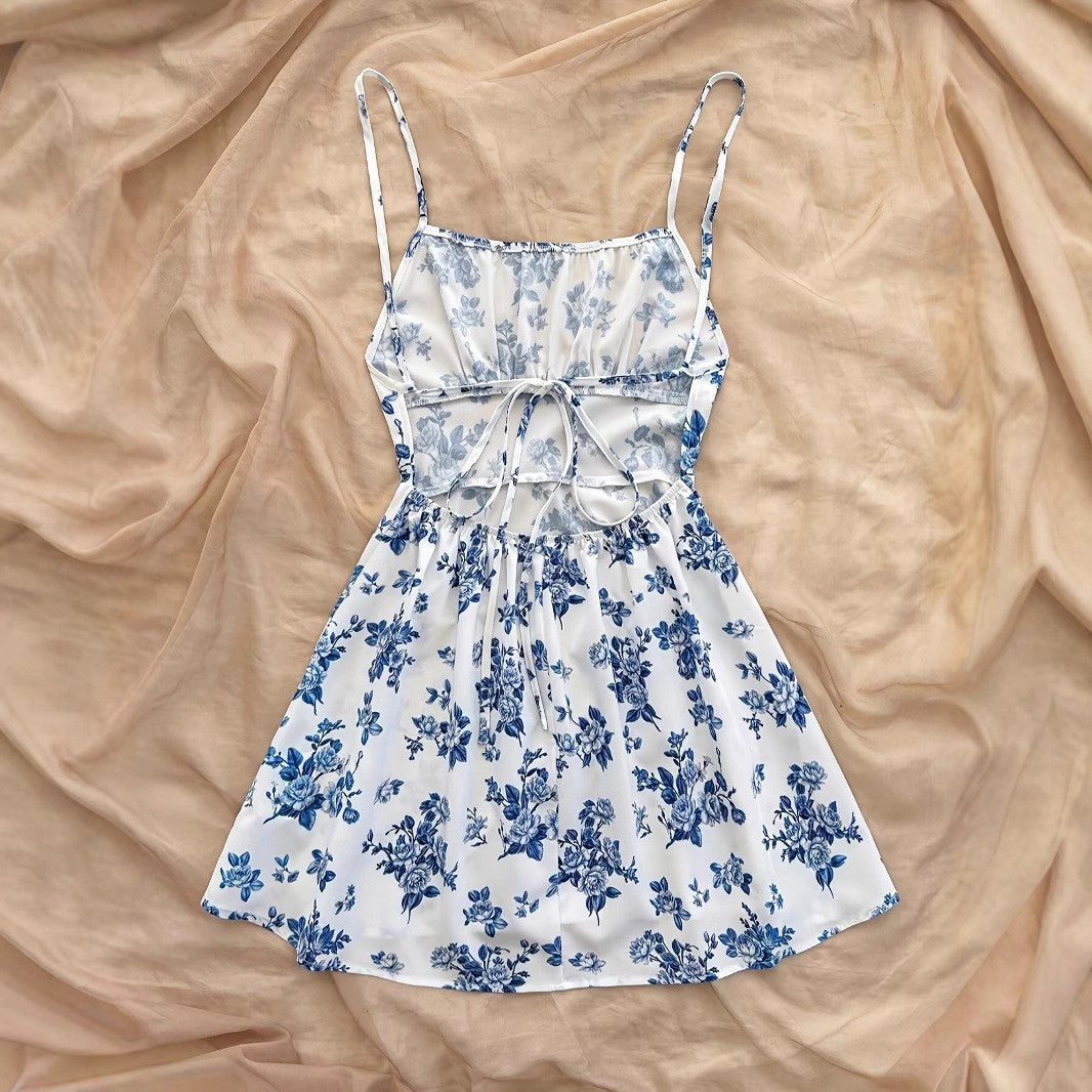 Womens Waist-Cinching Figure-Lifting Floral Sleeveless Slip Dress