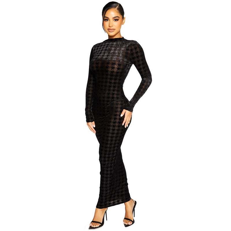 Women's Solid Color Tight Long Sleeve Dress