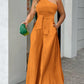 European And American Diagonal Collar Single-side Lace-up Irregular Strapless High Waist Pocket Casual Jumpsuit