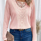 Lace Patchwork Round Neck Women's Long-sleeved T-shirt