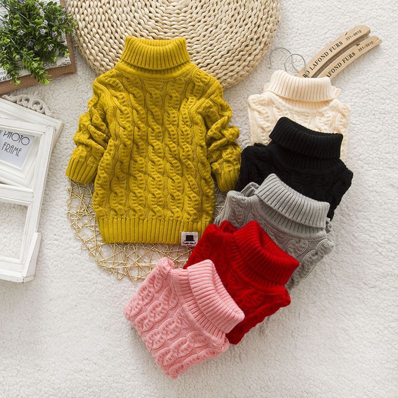 Chemise en tricot épais et pelucheux pour bébé et enfant, col rond, taille haute