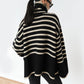 Pull à col roulé rayé tendance, décontracté, ample, fendu, design, hauts d'hiver, vêtements pour femmes