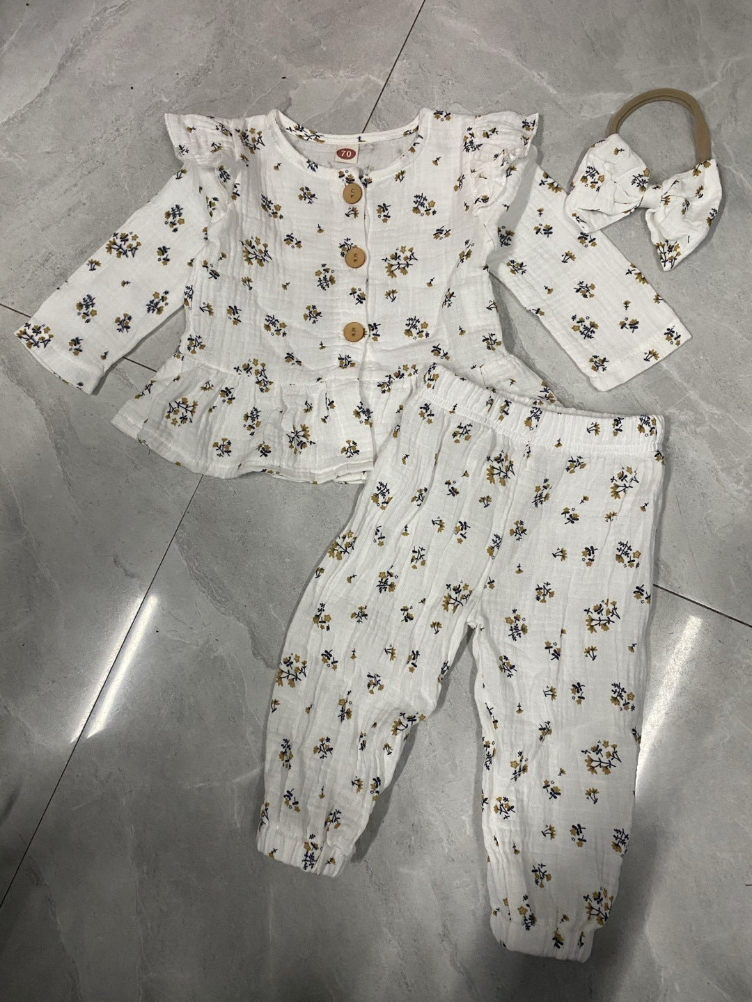 Ensemble de pyjama à manches longues en coton double épaisseur