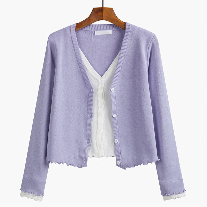 Women's Fashion V Neck Cardigan Knitted Jacket