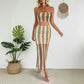 Womens Two-Piece Set Color-Striped Tube Top And Skirt Combo