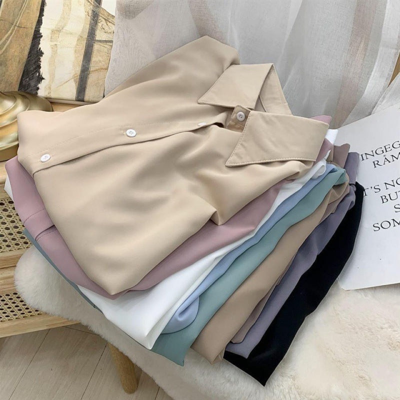 Women's Fashion Solid Color Loose Shirt Tops