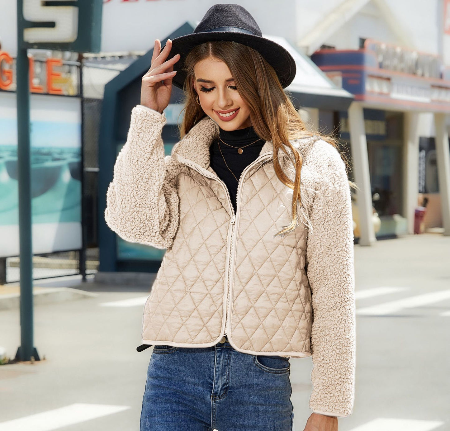 Women's Glitter Velvet Cardigan Zipper Long Sleeve Plush Coat