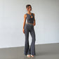 Hollow-out Sleeveless Tank Top With High Waist