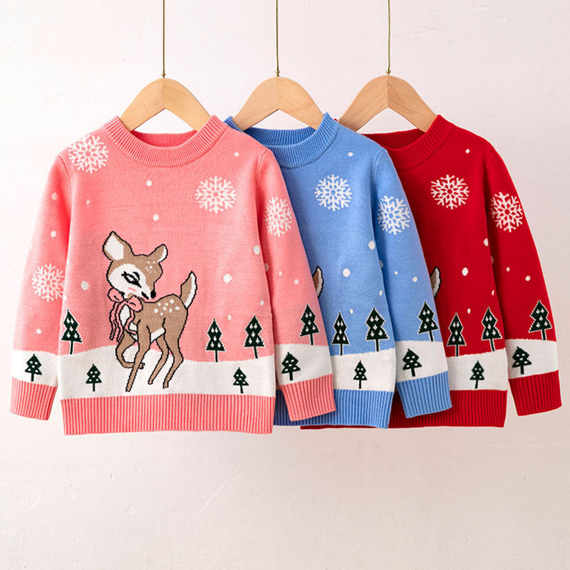 New Autumn And Winter Children's Christmas Snowflake Pullover Sweater