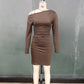 European And American Solid Color Slim Dress