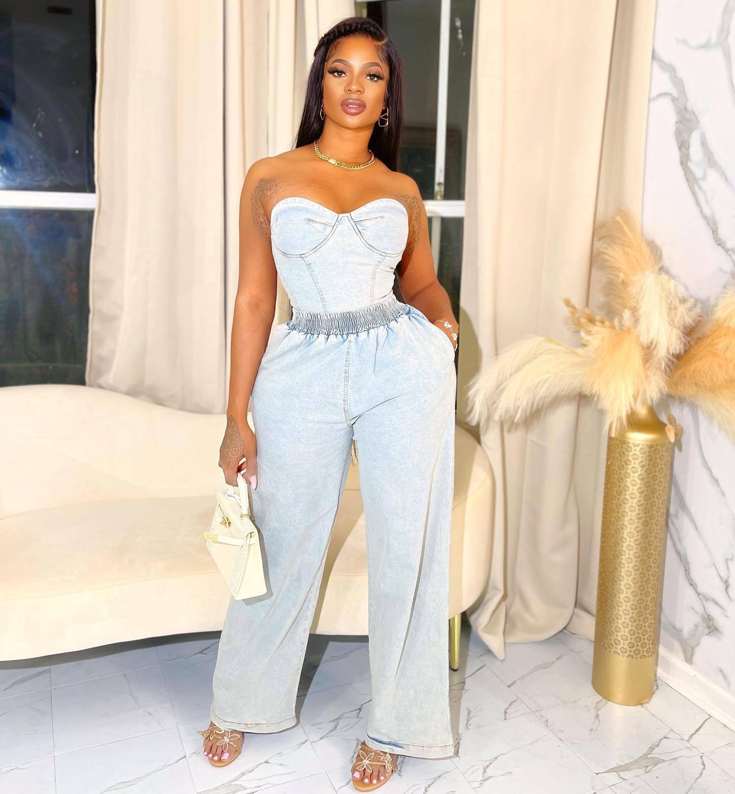 European And American Fashion Stretch Denim Suit