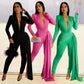 Women's Fashion Skinny V-neck Long Sleeve Jumpsuit